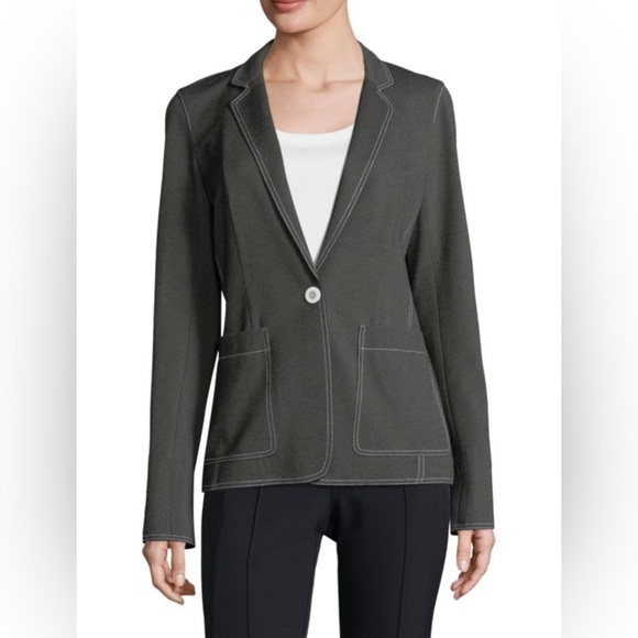 Lafayette 148 New York Washed Black Denim Bridget Jacket Blazer size 6 - Picture 1 of 4